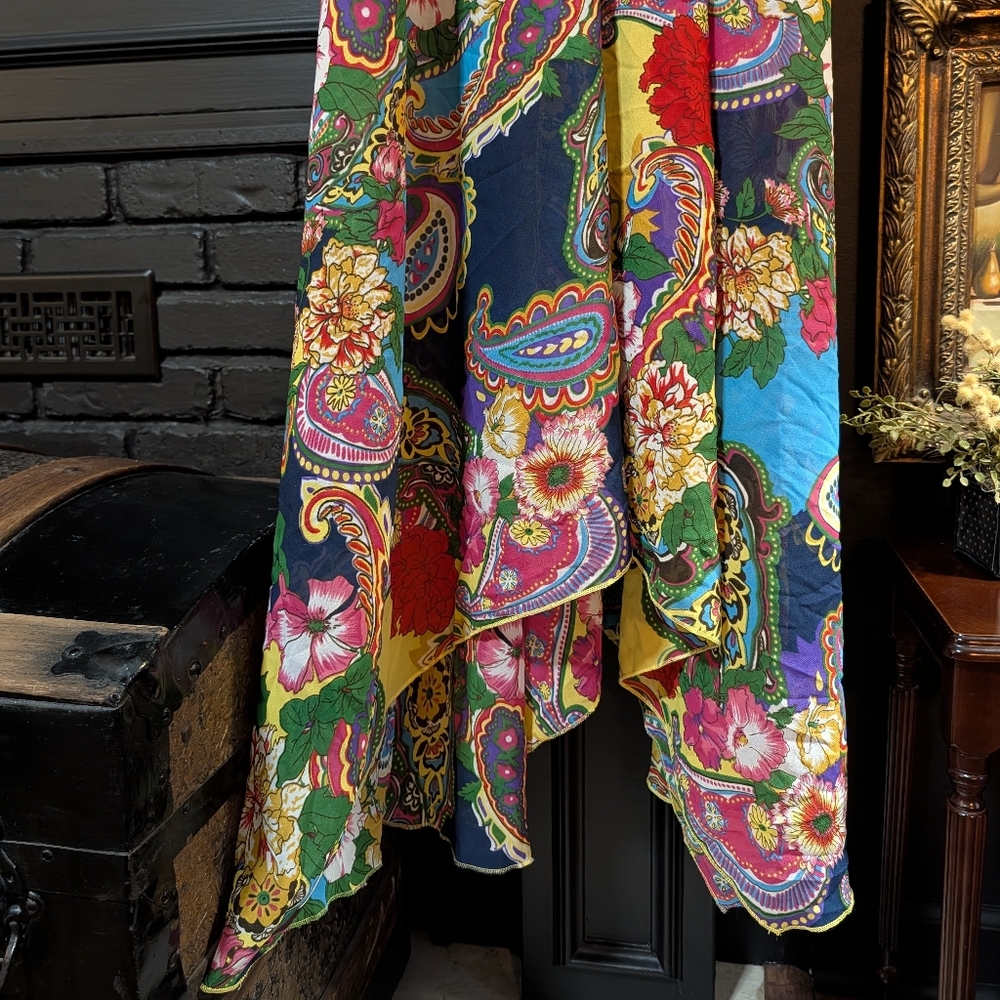 NWT Zury Free Size Paisley Halter Dress Handkerchief Hem Coverup - Picture 4 of 10